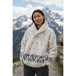 Vintage 80s Fredwin Teddy Faux Fur Jacket Womens L White‎ Cozy Cabincore Pile